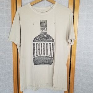 Lucky Brand Vintage Style Bourbon T-Shirt Tan Size Large Distressed